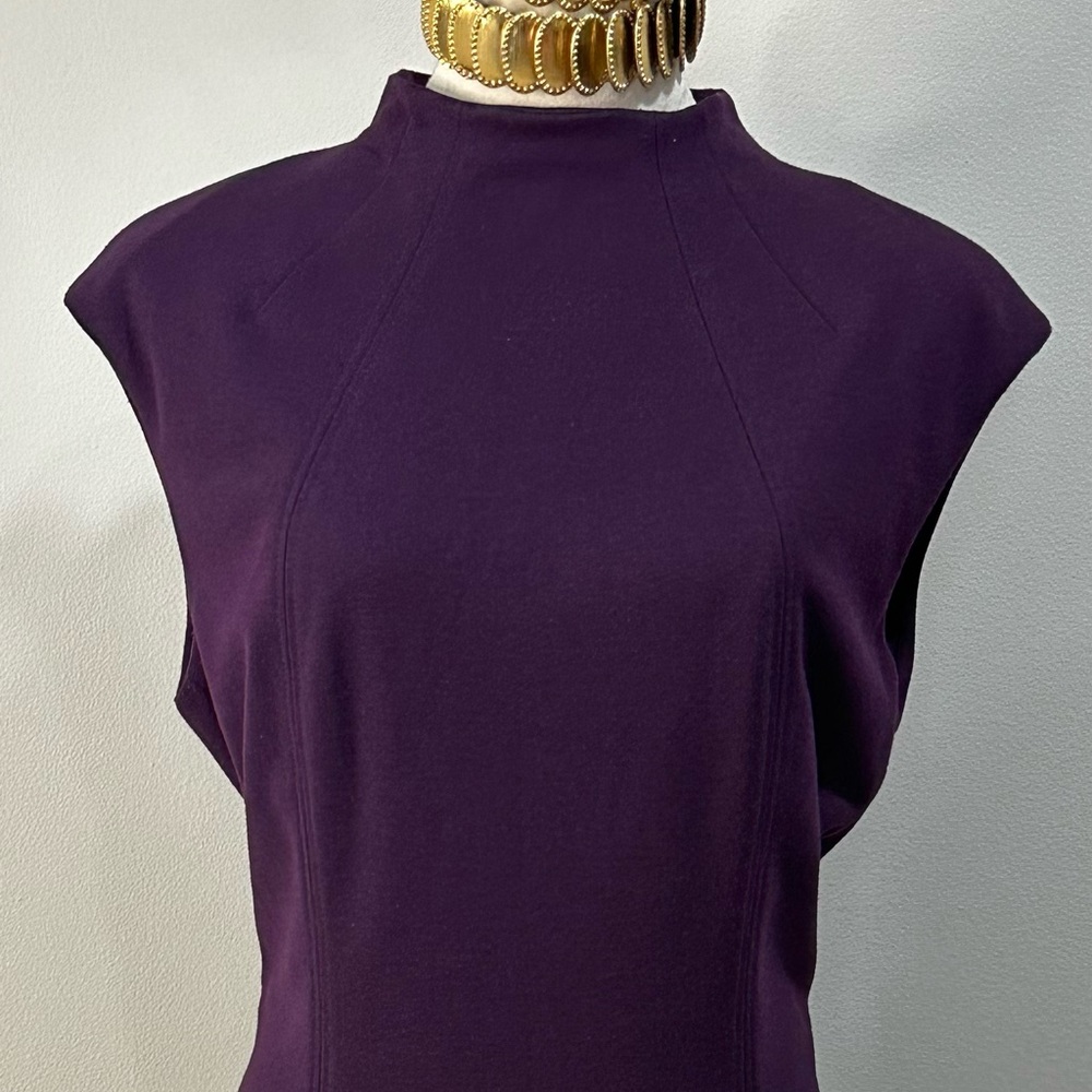 “Chaps” Ralph Lauren Women's Size 14 Sheath Sleeveless Aubergine color Dress - Picture 3 of 4